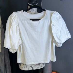 a new day White Puff Sleeve Crop Top